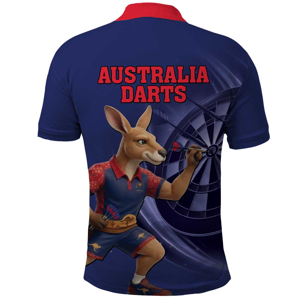 Australia Kangaroo Mascot Darts Polo Shirt Blue Edition