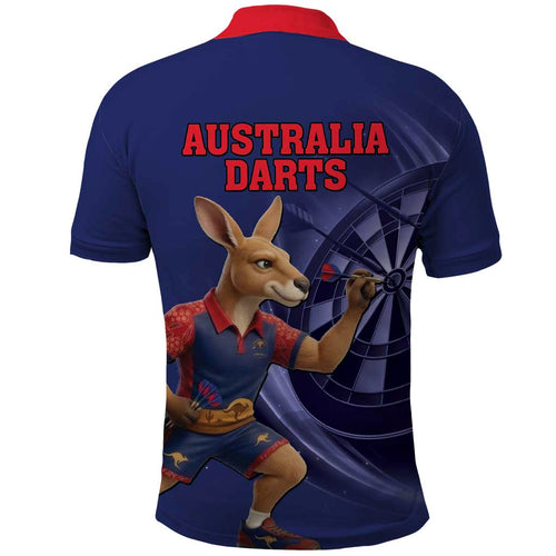 Australia Kangaroo Mascot Darts Polo Shirt Blue Edition