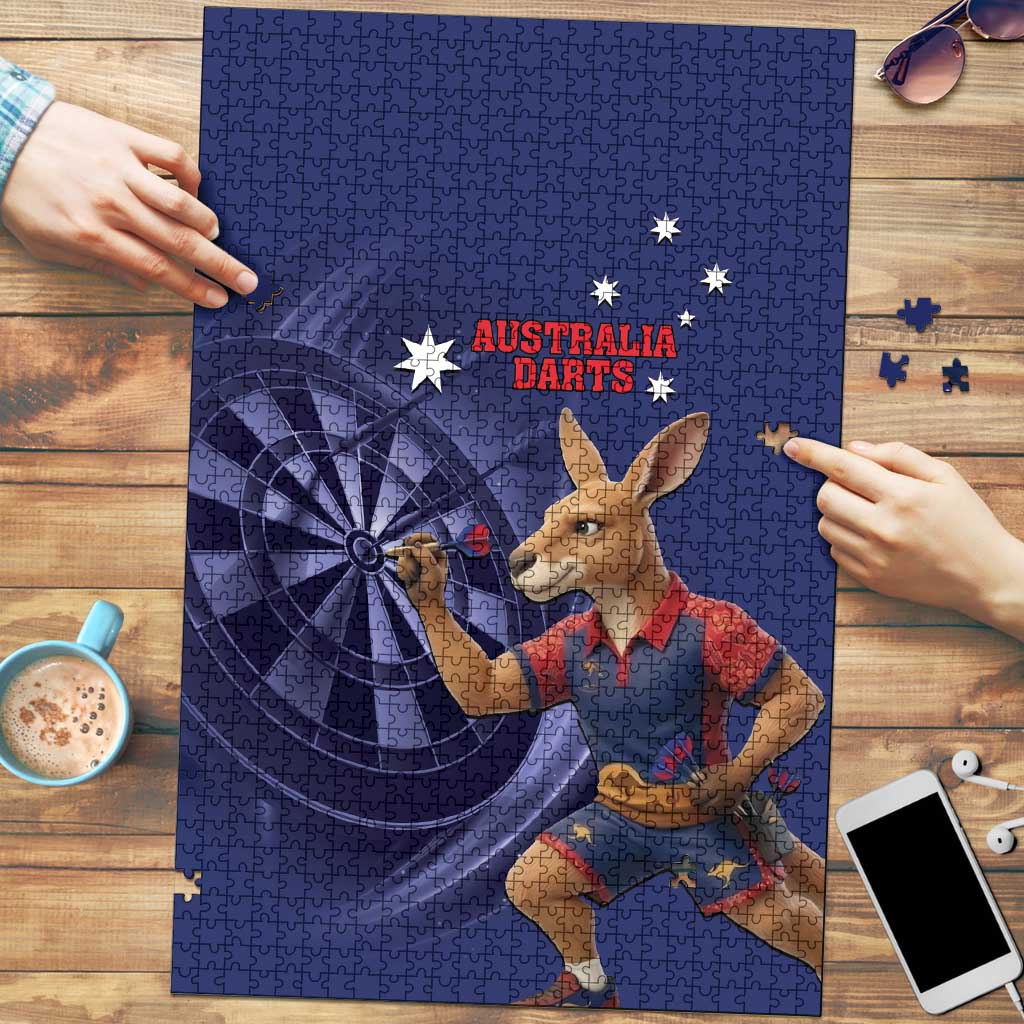 Australia Kangaroo Mascot Darts Puzzle Blue Edition