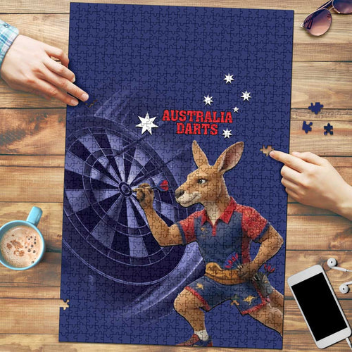 Australia Kangaroo Mascot Darts Puzzle Blue Edition