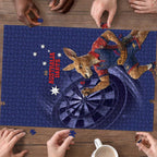 Australia Kangaroo Mascot Darts Puzzle Blue Edition