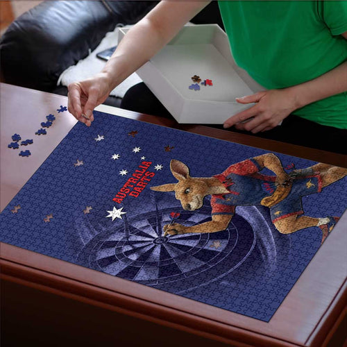 Australia Kangaroo Mascot Darts Puzzle Blue Edition