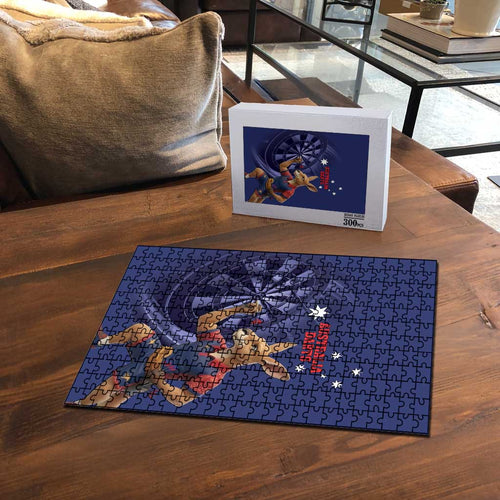 Australia Kangaroo Mascot Darts Puzzle Blue Edition