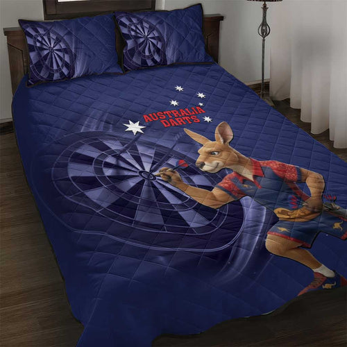 Australia Kangaroo Mascot Darts Quilt Bed Set Blue Edition