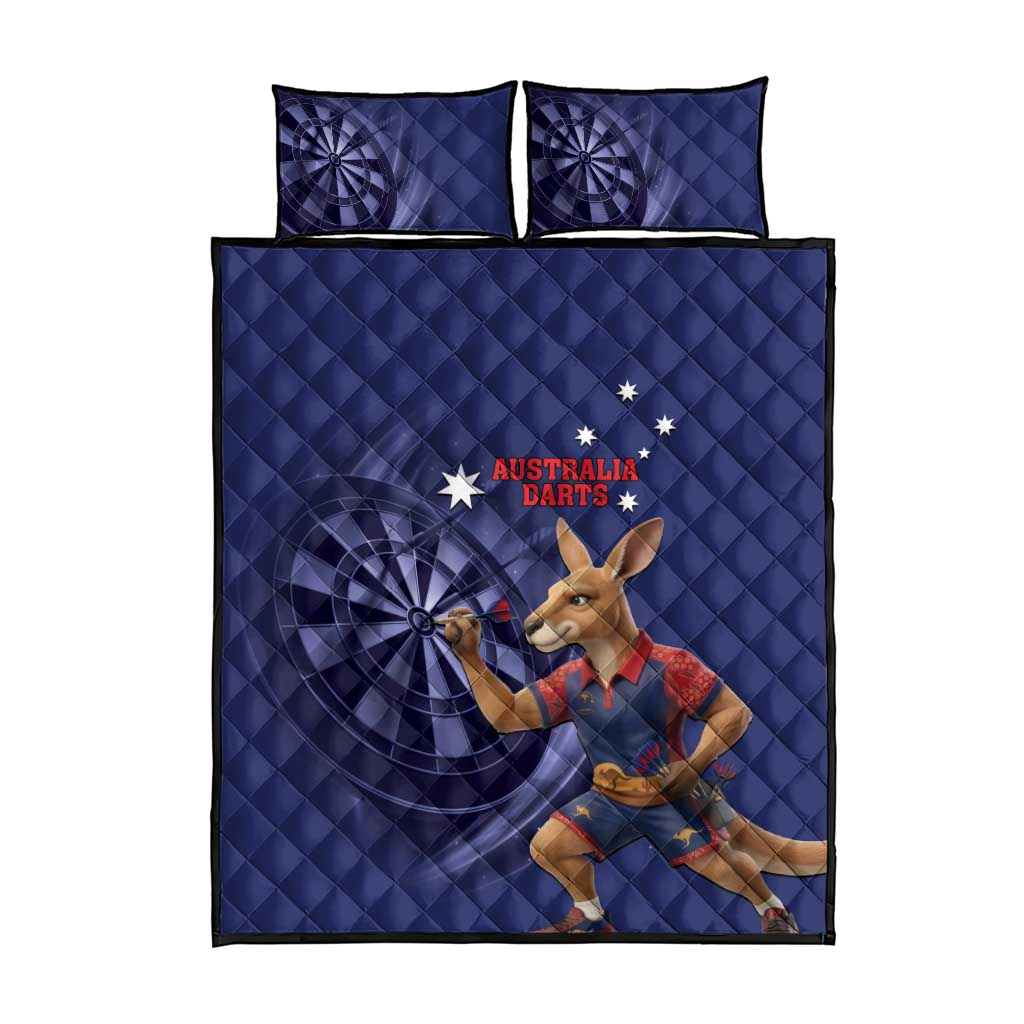 Australia Kangaroo Mascot Darts Quilt Bed Set Blue Edition