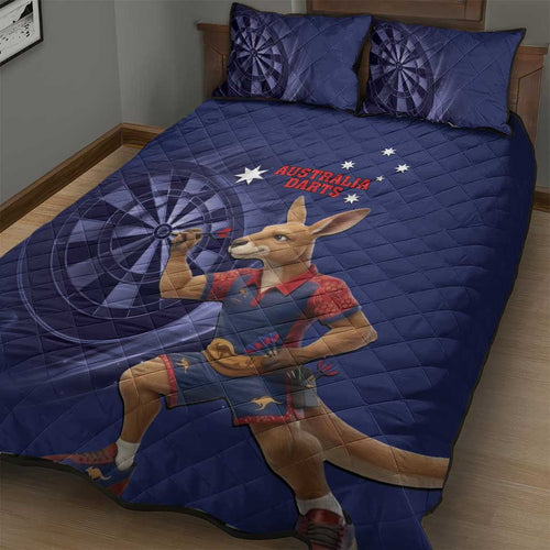 Australia Kangaroo Mascot Darts Quilt Bed Set Blue Edition