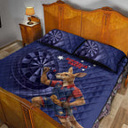 Australia Kangaroo Mascot Darts Quilt Bed Set Blue Edition