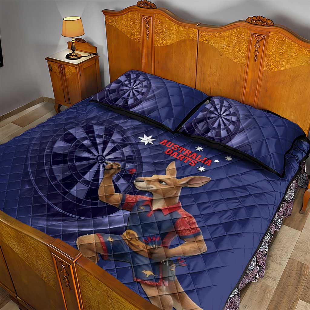 Australia Kangaroo Mascot Darts Quilt Bed Set Blue Edition
