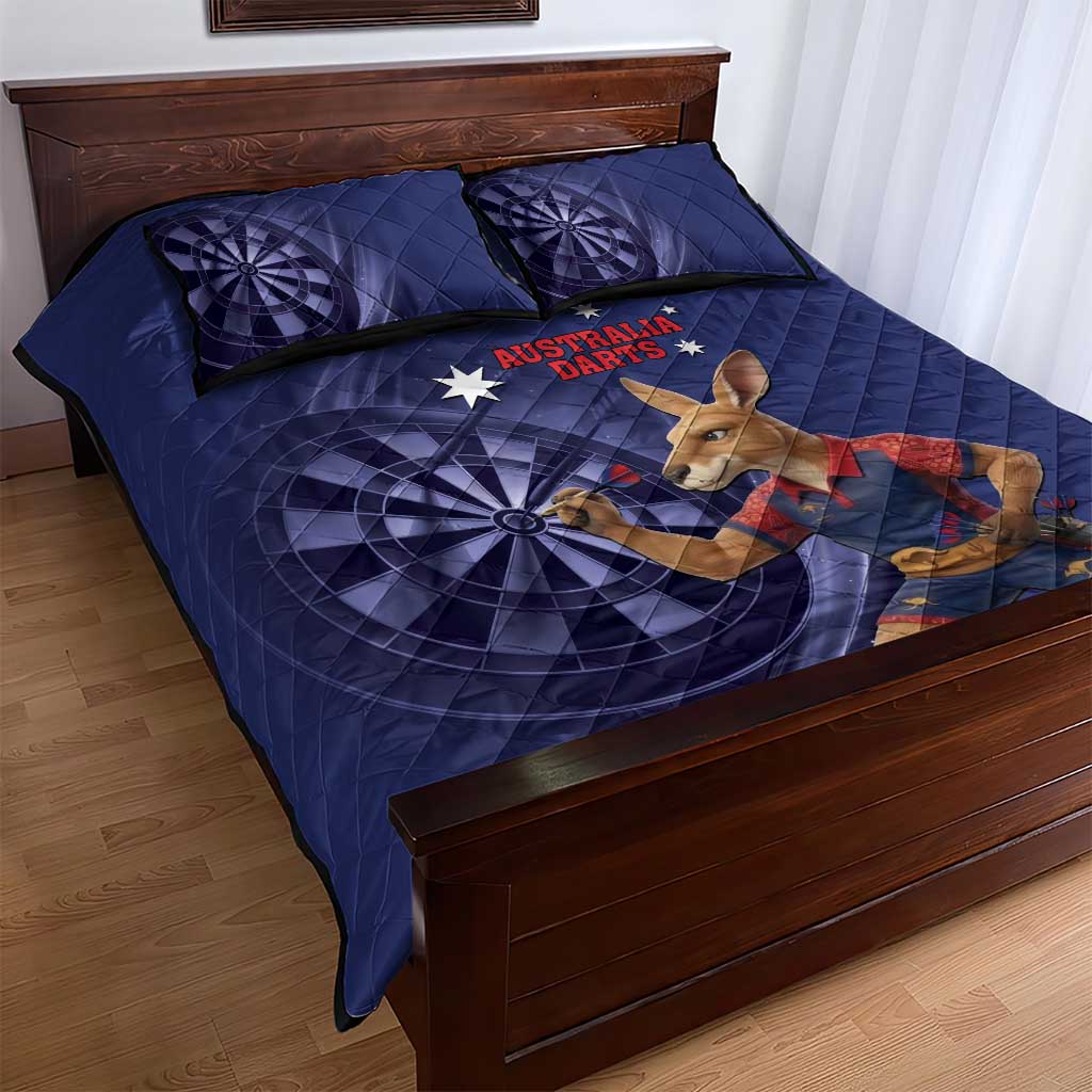 Australia Kangaroo Mascot Darts Quilt Bed Set Blue Edition