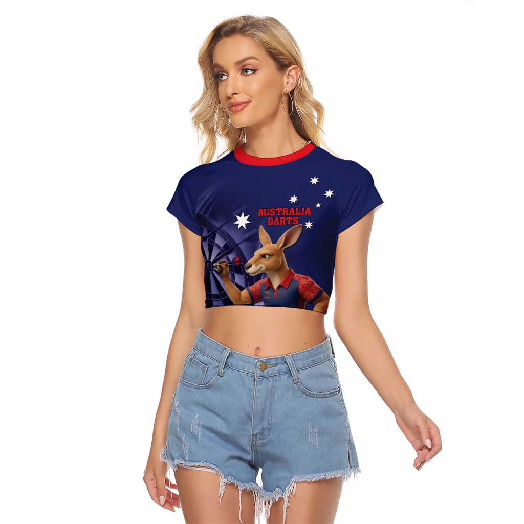Australia Kangaroo Mascot Darts Raglan Cropped T Shirt Blue Edition