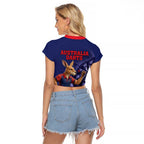 Australia Kangaroo Mascot Darts Raglan Cropped T Shirt Blue Edition