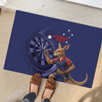 Australia Kangaroo Mascot Darts Rubber Doormat Blue Edition