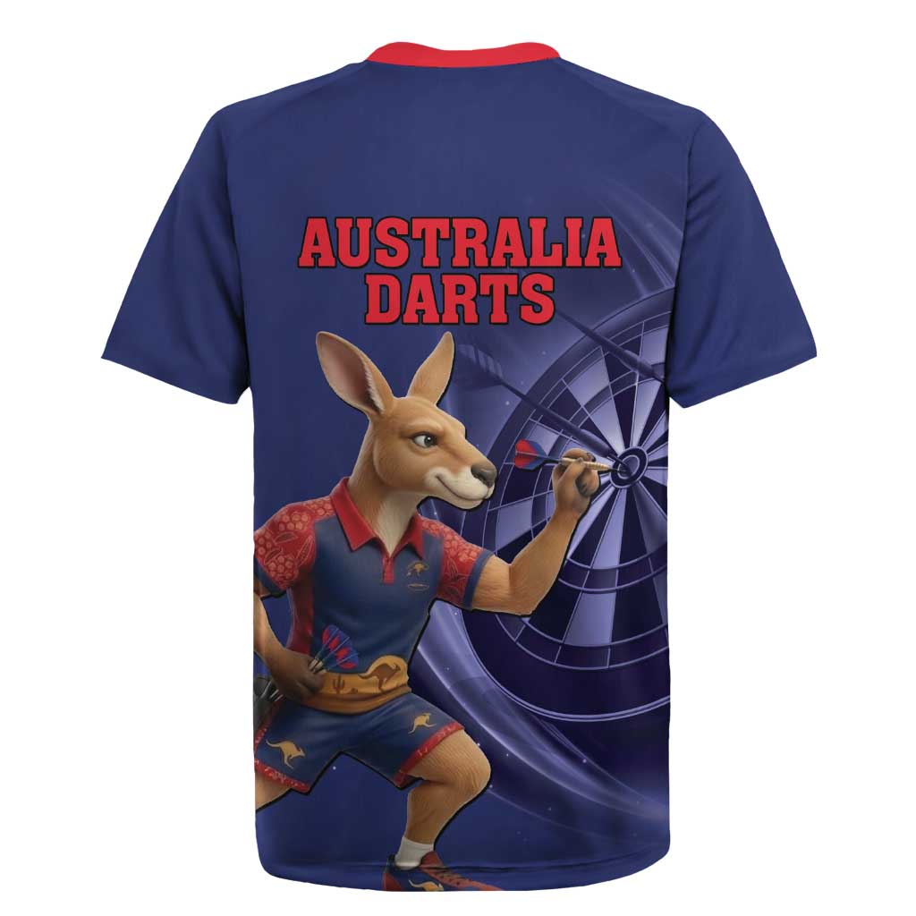 Australia Kangaroo Mascot Darts Rugby Jersey Blue Edition