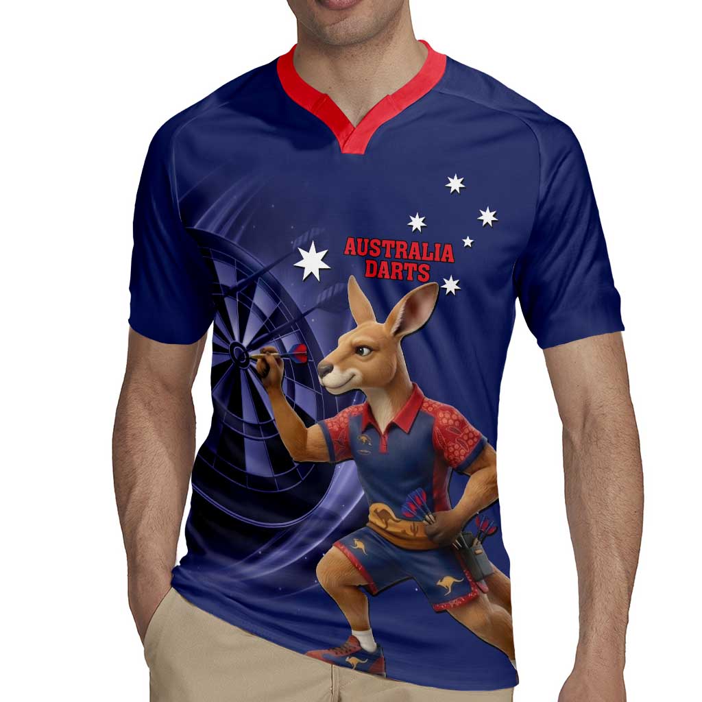 Australia Kangaroo Mascot Darts Rugby Jersey Blue Edition