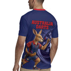 Australia Kangaroo Mascot Darts Rugby Jersey Blue Edition