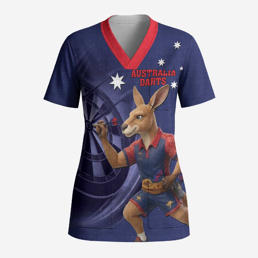 Australia Kangaroo Mascot Darts Scrub Top Blue Edition