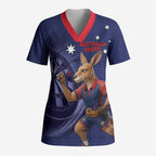 Australia Kangaroo Mascot Darts Scrub Top Blue Edition