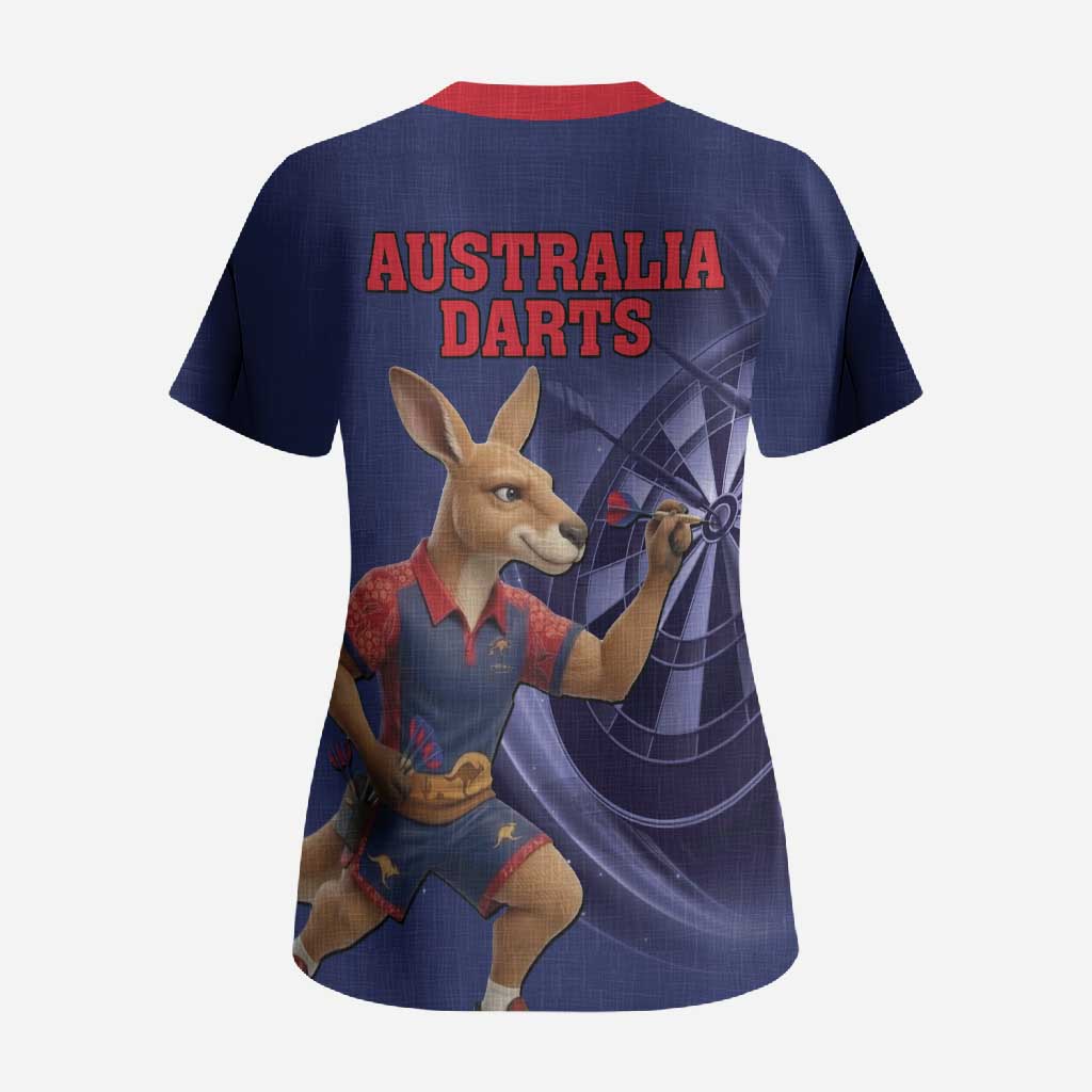 Australia Kangaroo Mascot Darts Scrub Top Blue Edition