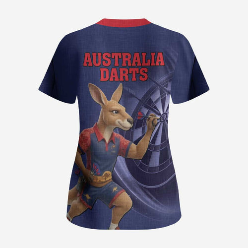 Australia Kangaroo Mascot Darts Scrub Top Blue Edition