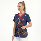 Australia Kangaroo Mascot Darts Scrub Top Blue Edition