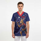 Australia Kangaroo Mascot Darts Scrub Top Blue Edition