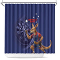 Australia Kangaroo Mascot Darts Shower Curtain Blue Edition
