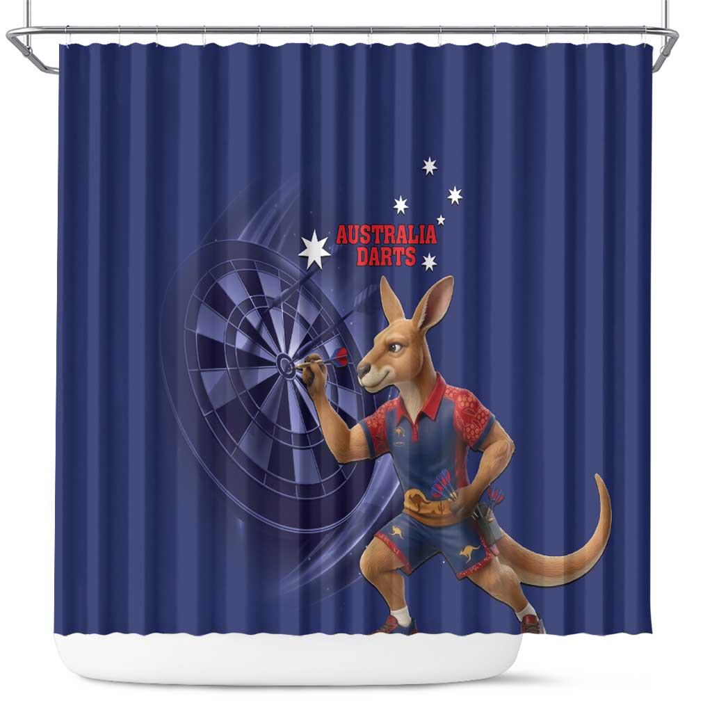 Australia Kangaroo Mascot Darts Shower Curtain Blue Edition