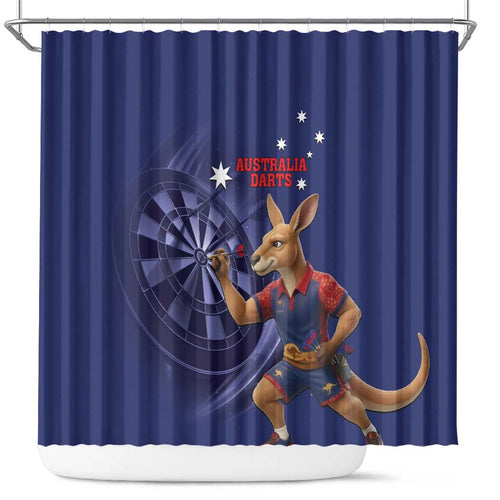 Australia Kangaroo Mascot Darts Shower Curtain Blue Edition