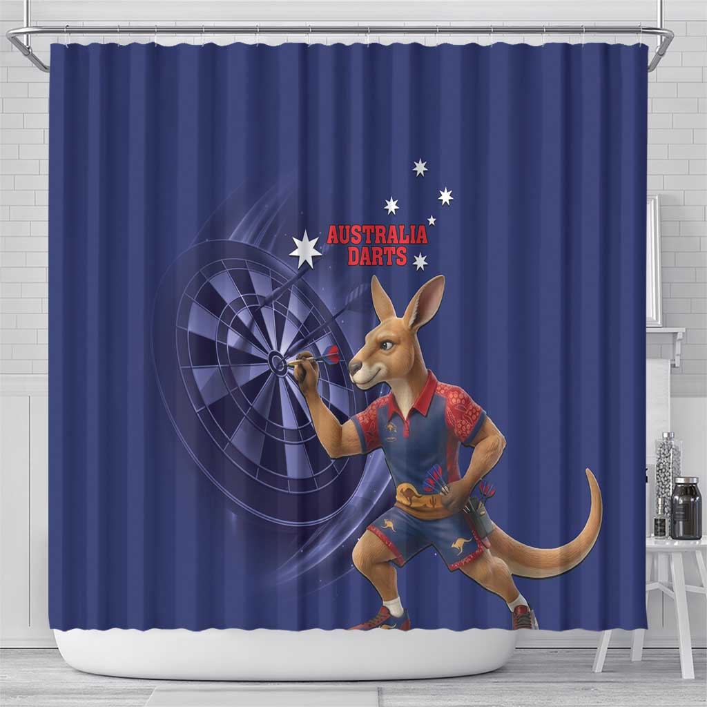 Australia Kangaroo Mascot Darts Shower Curtain Blue Edition