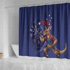 Australia Kangaroo Mascot Darts Shower Curtain Blue Edition