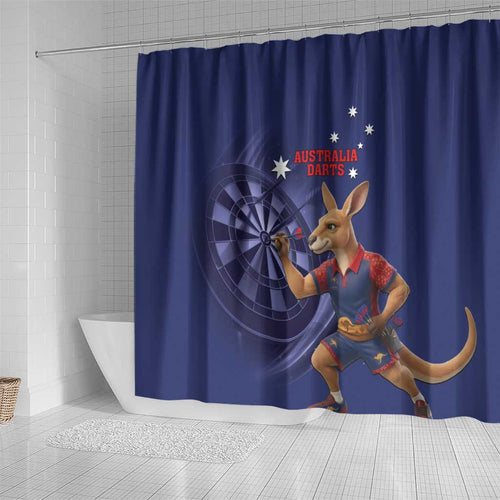 Australia Kangaroo Mascot Darts Shower Curtain Blue Edition
