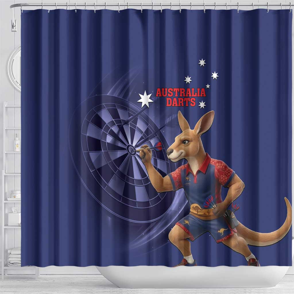 Australia Kangaroo Mascot Darts Shower Curtain Blue Edition