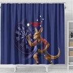 Australia Kangaroo Mascot Darts Shower Curtain Blue Edition