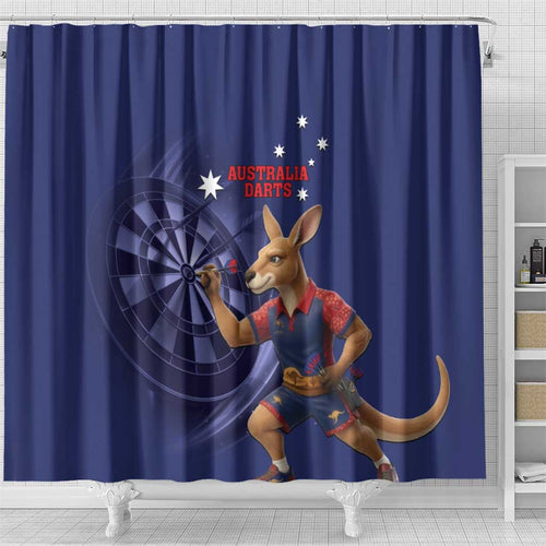Australia Kangaroo Mascot Darts Shower Curtain Blue Edition