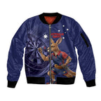 Australia Kangaroo Mascot Darts Sleeve Zip Bomber Jacket Blue Edition