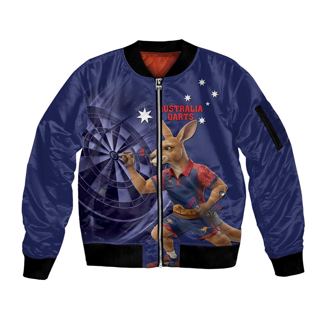 Australia Kangaroo Mascot Darts Sleeve Zip Bomber Jacket Blue Edition