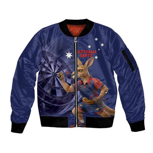 Australia Kangaroo Mascot Darts Sleeve Zip Bomber Jacket Blue Edition