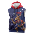 Australia Kangaroo Mascot Darts Sleeveless Hoodie Blue Edition