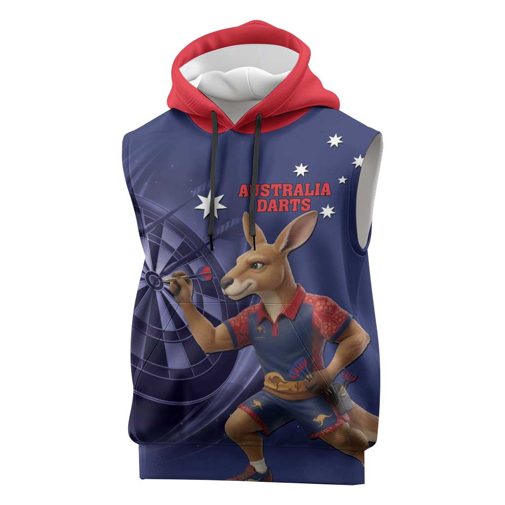 Australia Kangaroo Mascot Darts Sleeveless Hoodie Blue Edition