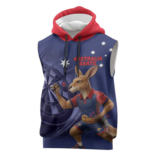 Australia Kangaroo Mascot Darts Sleeveless Hoodie Blue Edition