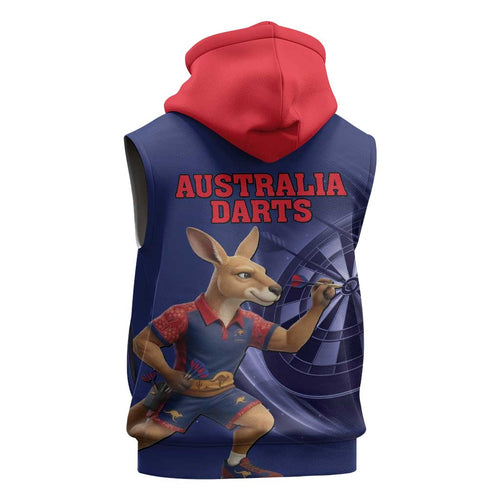 Australia Kangaroo Mascot Darts Sleeveless Hoodie Blue Edition