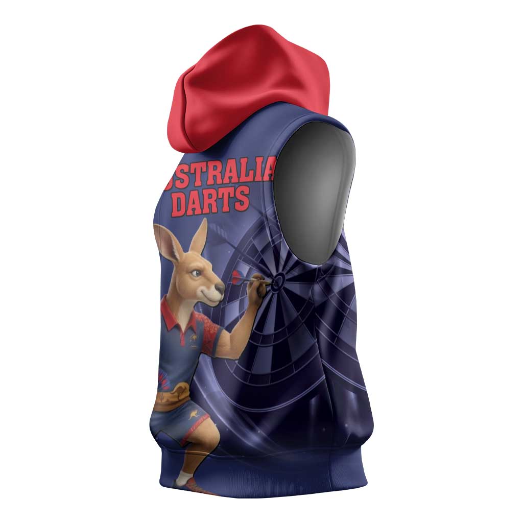 Australia Kangaroo Mascot Darts Sleeveless Hoodie Blue Edition