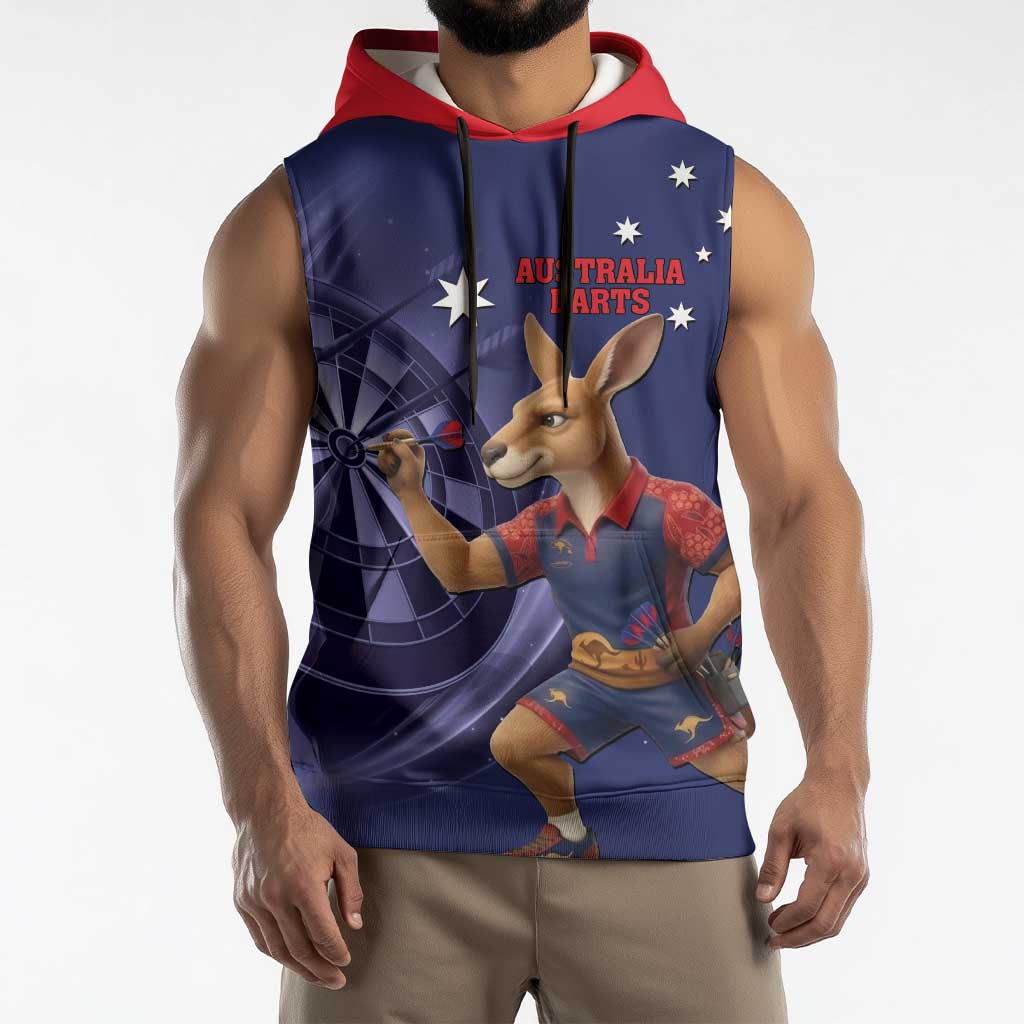 Australia Kangaroo Mascot Darts Sleeveless Hoodie Blue Edition