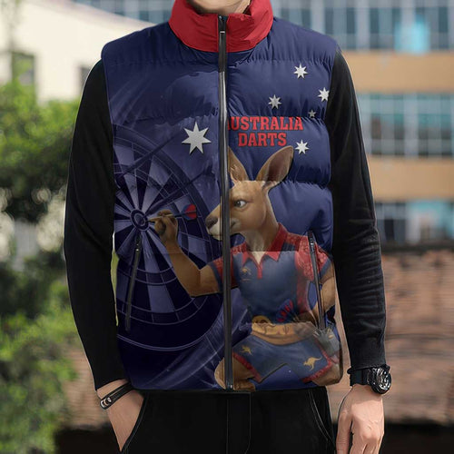 Australia Kangaroo Mascot Darts Sleeveless Puffer Jacket Blue Edition