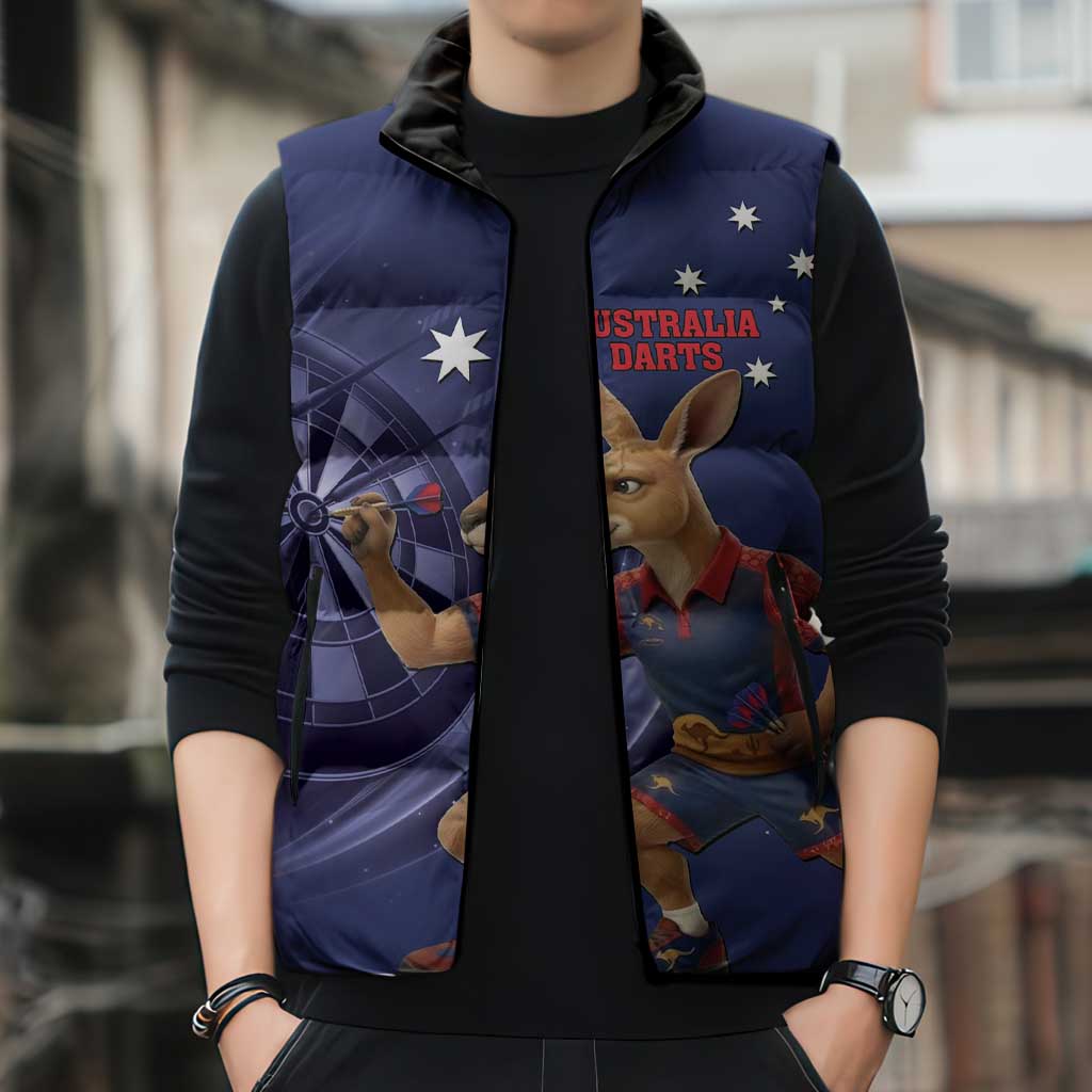 Australia Kangaroo Mascot Darts Sleeveless Puffer Jacket Blue Edition