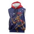 Australia Kangaroo Mascot Darts Sleeveless Zip Hoodie Blue Edition