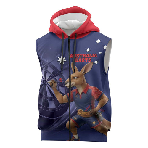 Australia Kangaroo Mascot Darts Sleeveless Zip Hoodie Blue Edition