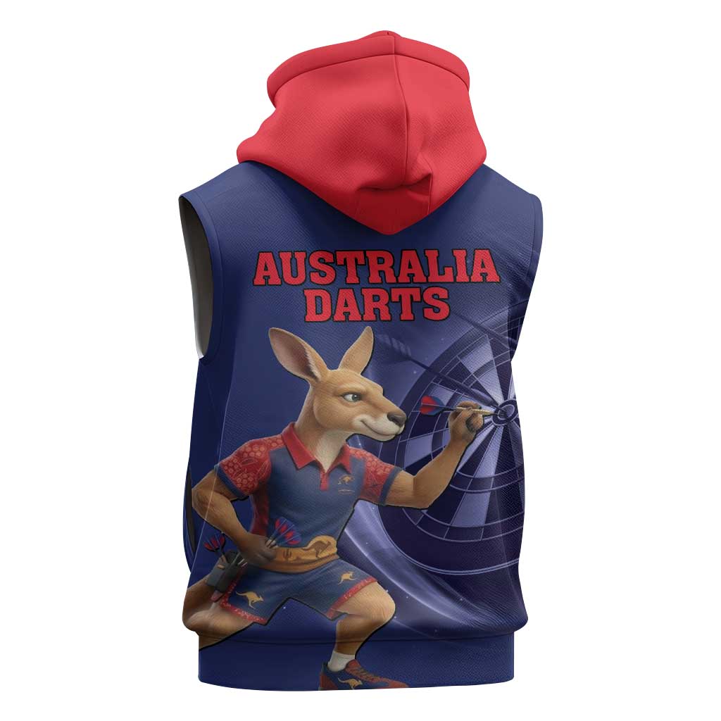 Australia Kangaroo Mascot Darts Sleeveless Zip Hoodie Blue Edition