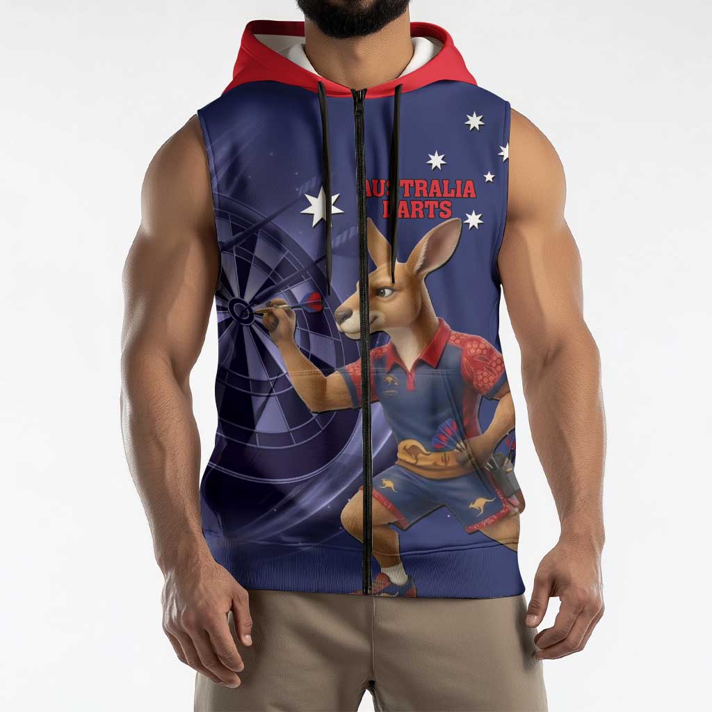 Australia Kangaroo Mascot Darts Sleeveless Zip Hoodie Blue Edition