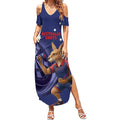 Australia Kangaroo Mascot Darts Summer Maxi Dress Blue Edition